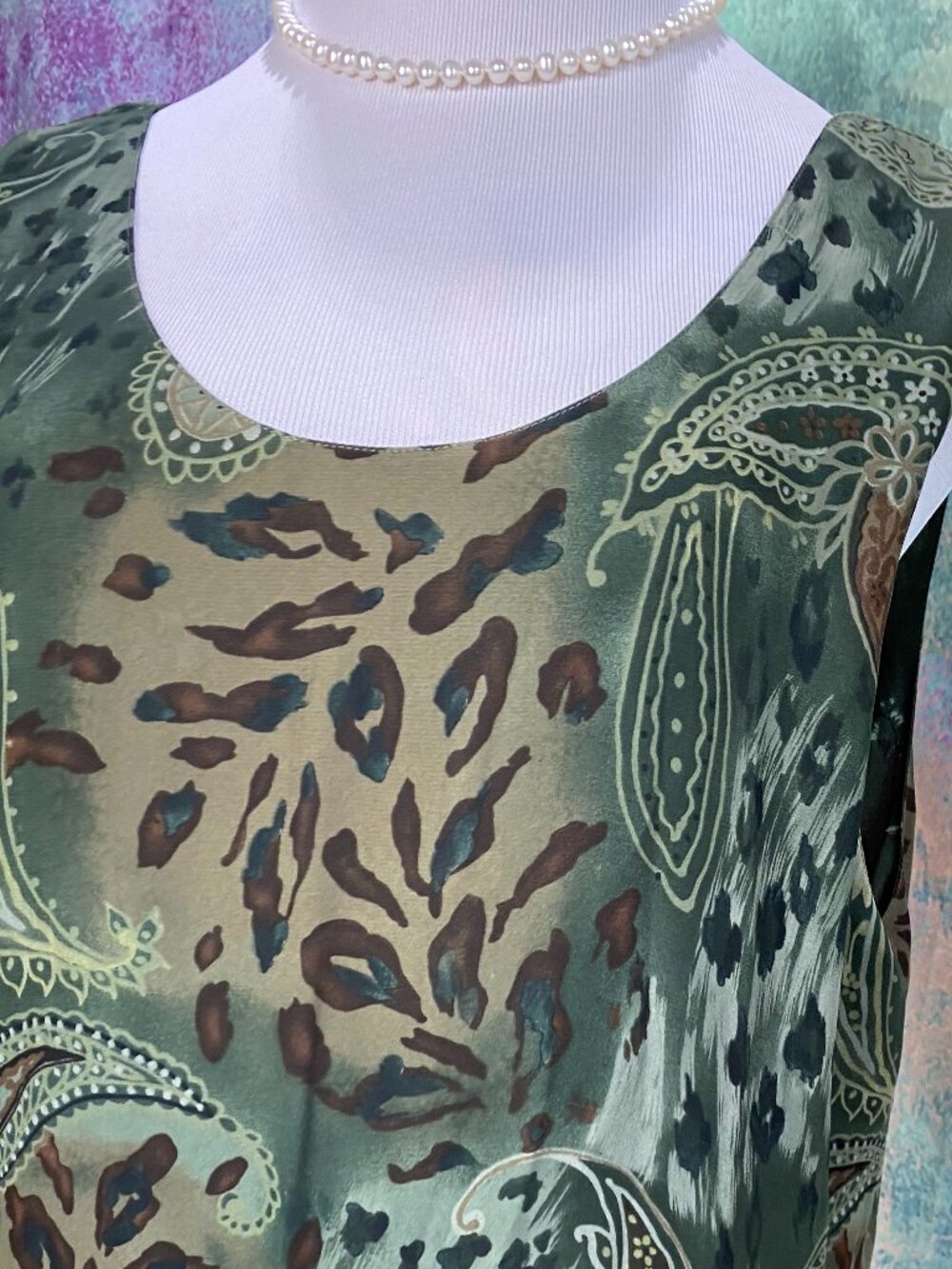 📌Unbranded Reversible Green Floral Paisley Maxi Sleeveless Boho Travel Dress - Picture 12 of 13